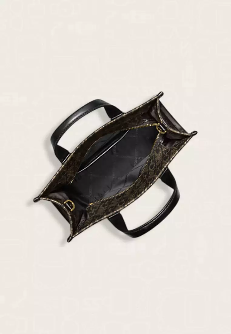 Michael Kors Gigi Small Metallic Empire Signature Logo Messenger Bag Black