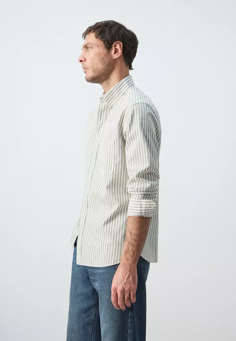 Regular-Fit Striped 100% Cotton Shirt