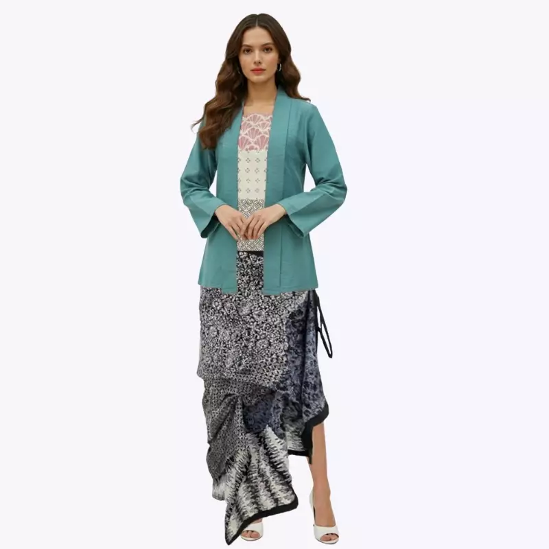 Blouse Batik Wanita - Atasan Batik - Bhatara Batik Eleanor 1 - Baju Batik Kutubaru Modern Lengan Panjang