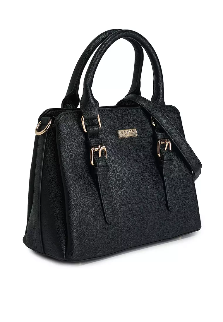 Pebbled Multi-Compartment Top Handle Bag