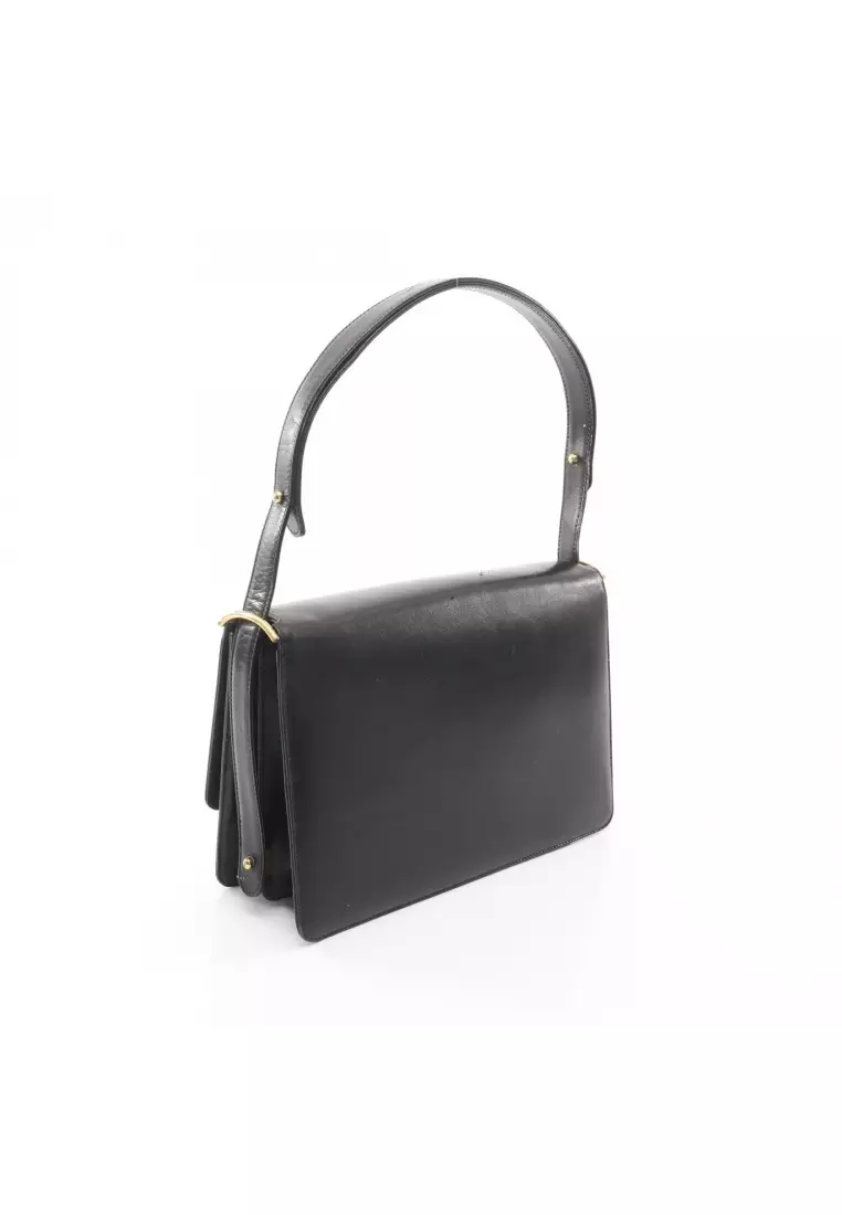 Pre-Loved Celine Shoulder bag leather black carriage fittings