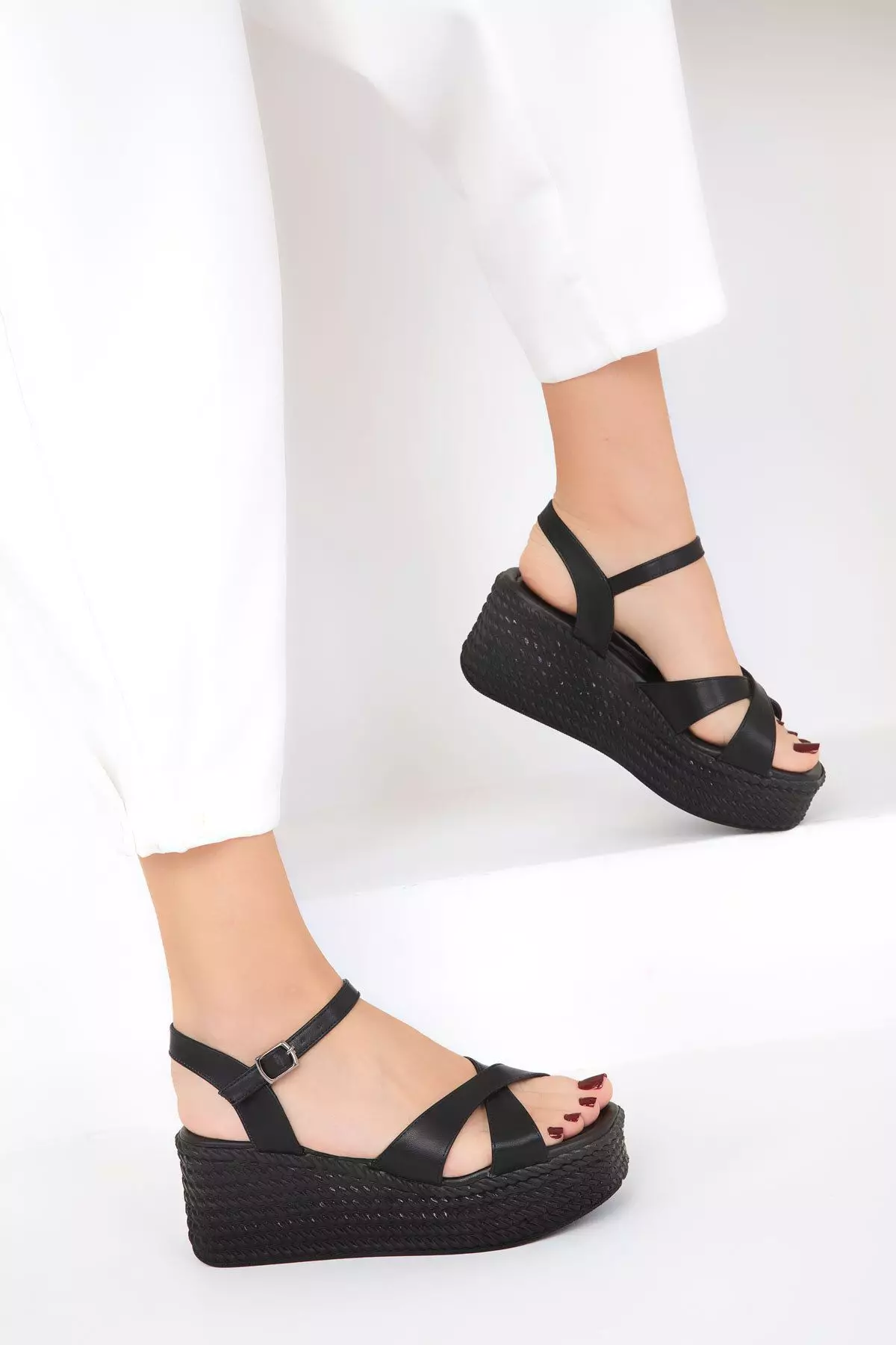 Discount on Soho  shoes - SKU: Crossover Strap Wedge Sandals