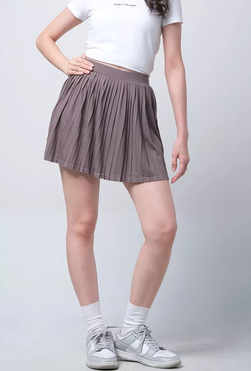Rok Logo Pleats Dark Brown