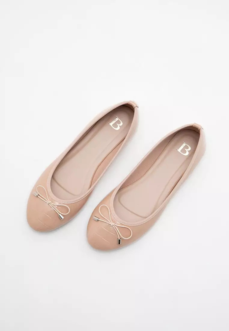 Sofia Fana Bow Flat Beige