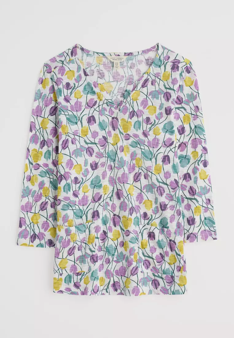 Seasalt Cornwall Multi Gypsophilia Notch Neck Top