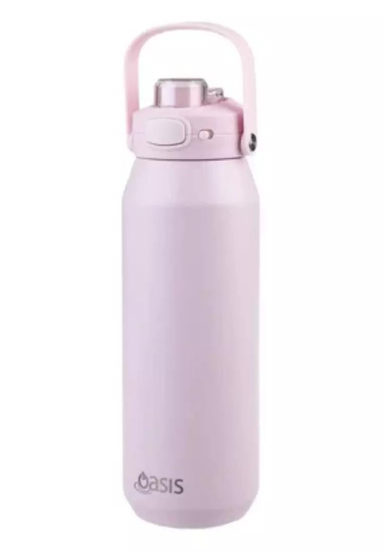 Oasis Ceramic Stainless Steel Triple Wall Capri Quick Release Drink Bottle 1L - Pink Lemonade