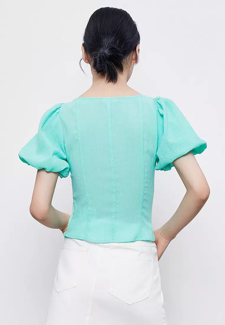 Ruched puff sleeve top 2025