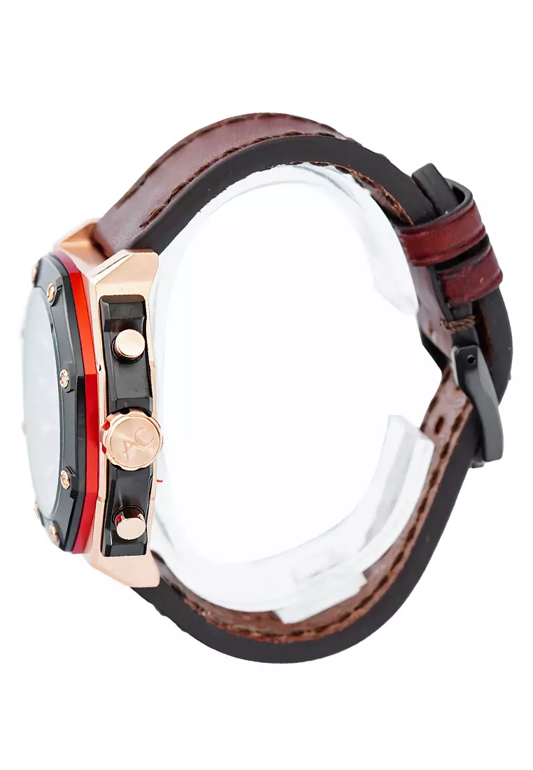 Alexandre Christie - Jam Tangan Chronograph Pria - Rosegold - Brown Leather Strap - 9601 MCLBRBA