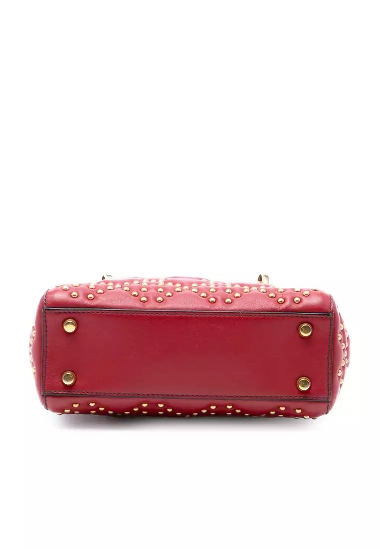 Pre-Loved Dior Mini Lambskin Cannage Studded Supple Lady Dior