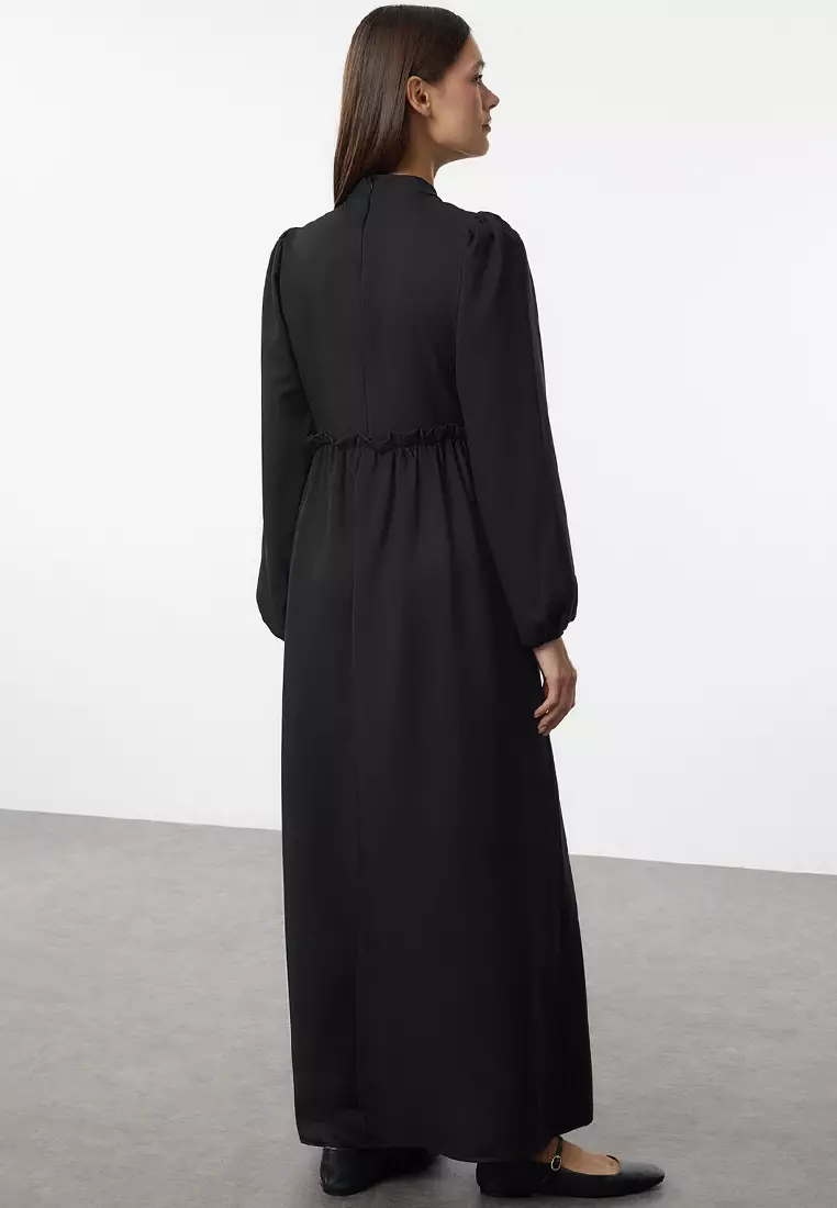 Black Straight Maxi Long Regular Dress