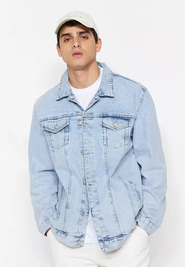 long light blue denim jacket