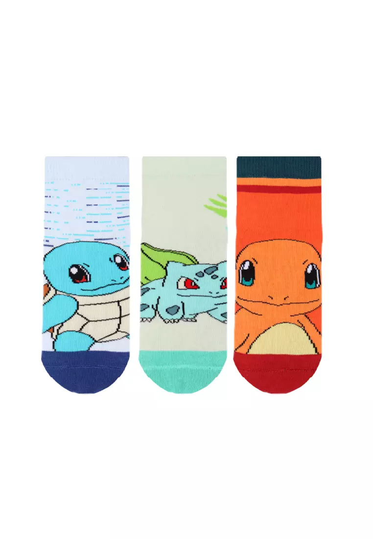 Pokemon Boys' Antimicrobial Cotton Thin Casual Ankle Socks 3 pairs in 1 pack PKRBCG532