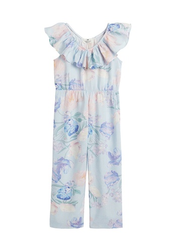 H&M blue and multi Flounce-Trimmed Jumpsuit F899BKAFCD1226GS_1