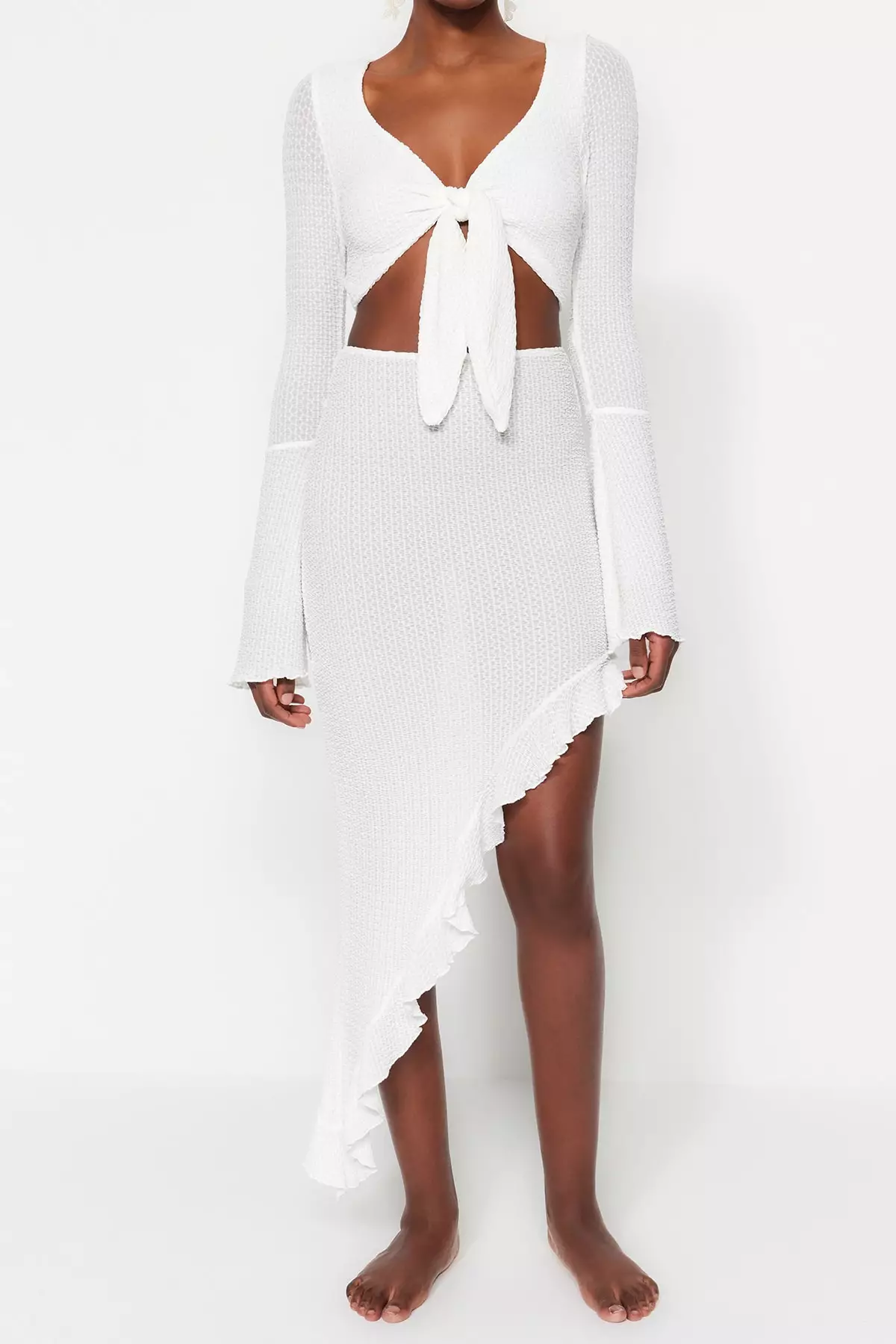 Tied Blouse Skirt Set