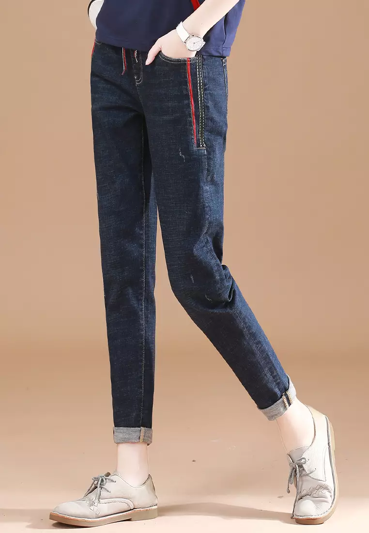 Ladies elasticated waist jeans deals