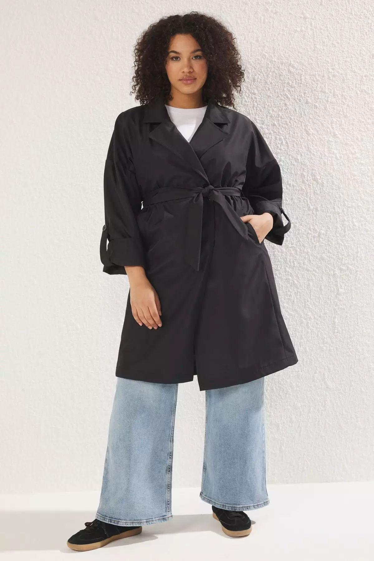 Plus Size Long Trench Coat
