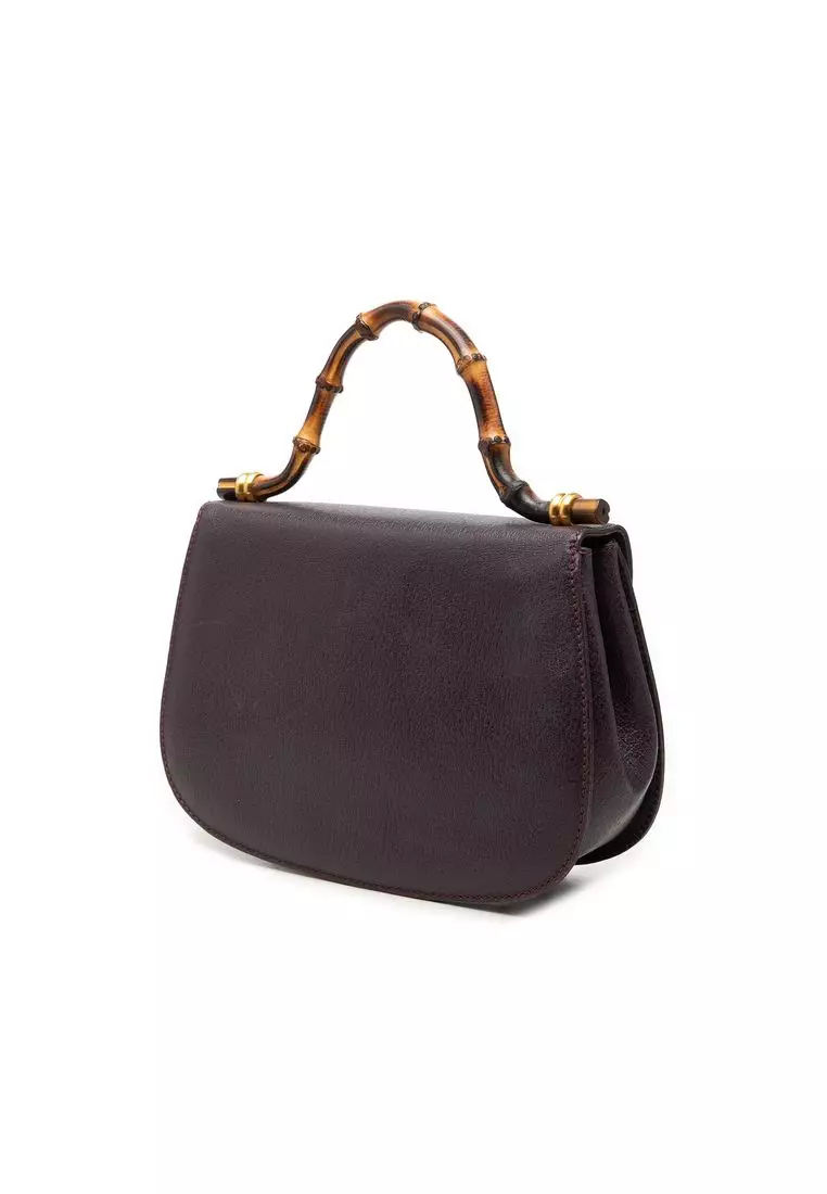 Pre-Loved Gucci Small Calfskin Bamboo Top Handle Flap
