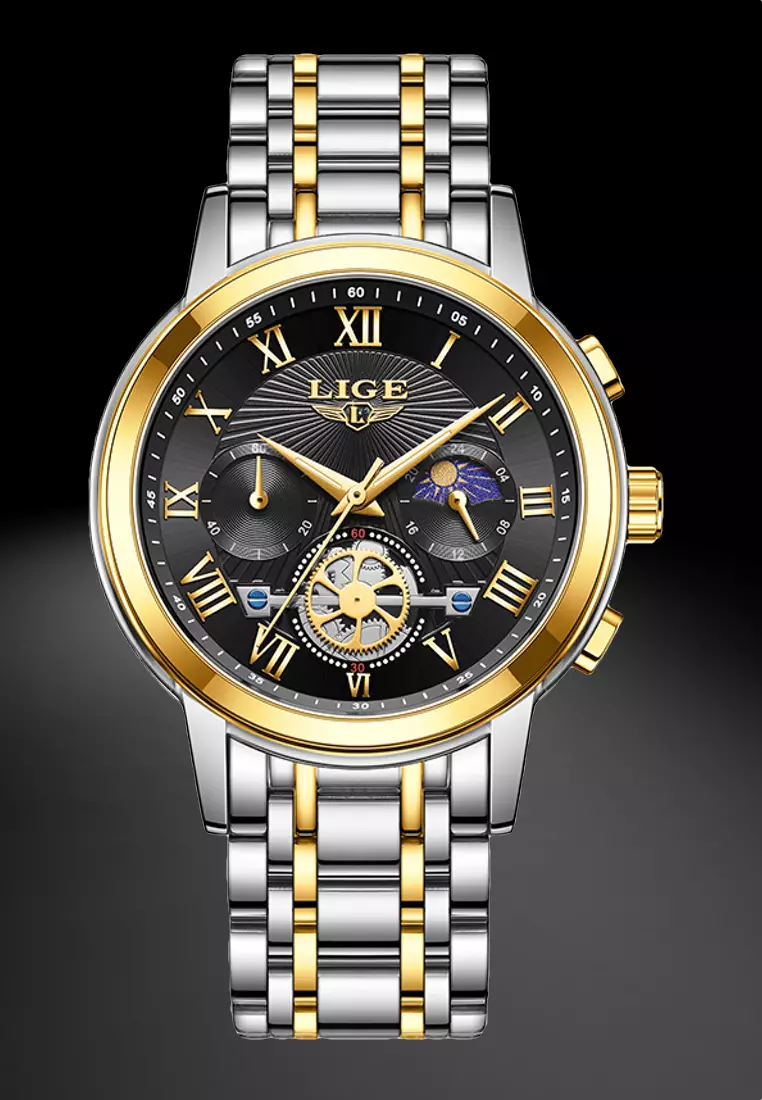 Unisex Stainless Steel Quartz Watch on Metal Bracelet
