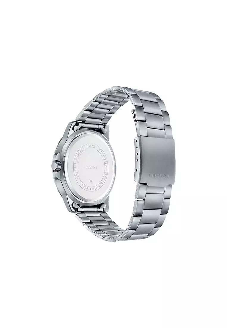Men Analog Watch MTP-VD01D-3E2V Silver Stainless Steel Strap