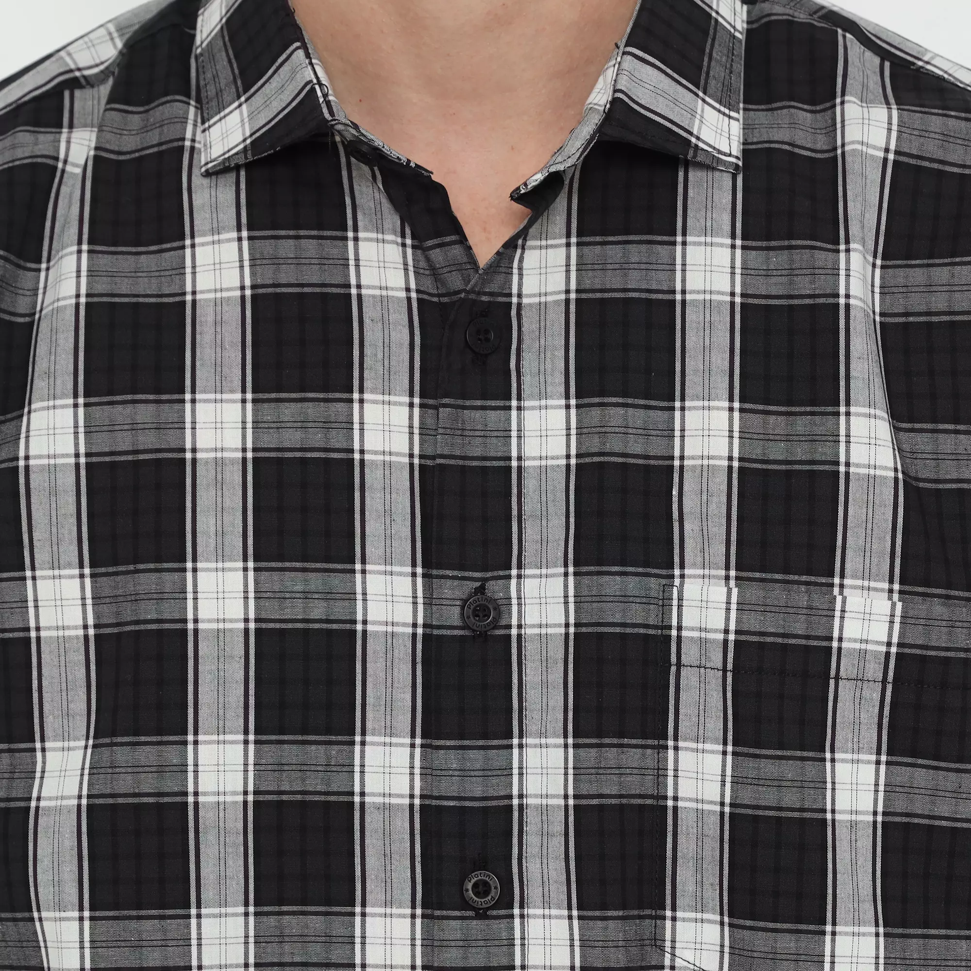 Platini Kemeja Kotak-Kotak Pria Lengan Pendek Black 73479