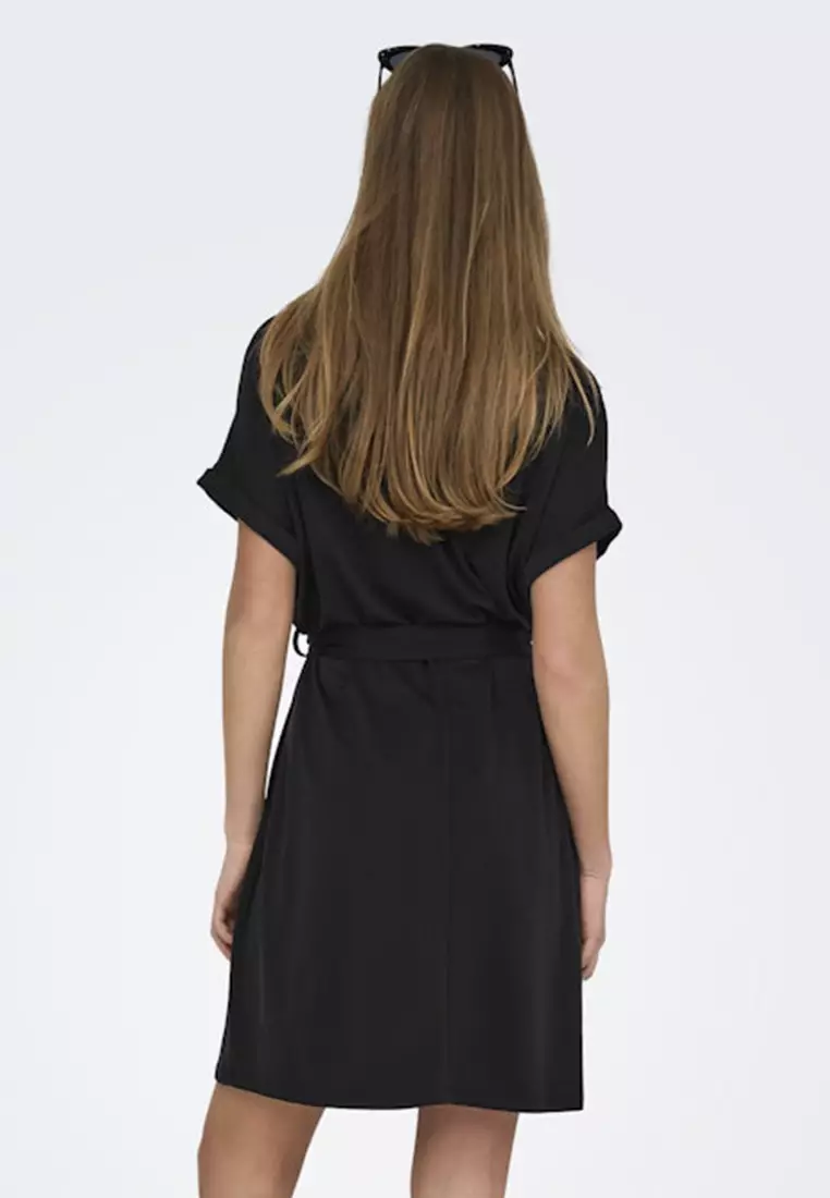 Womens Dress Jacqueline Belted Dress Black Halo Jackie O Sheath