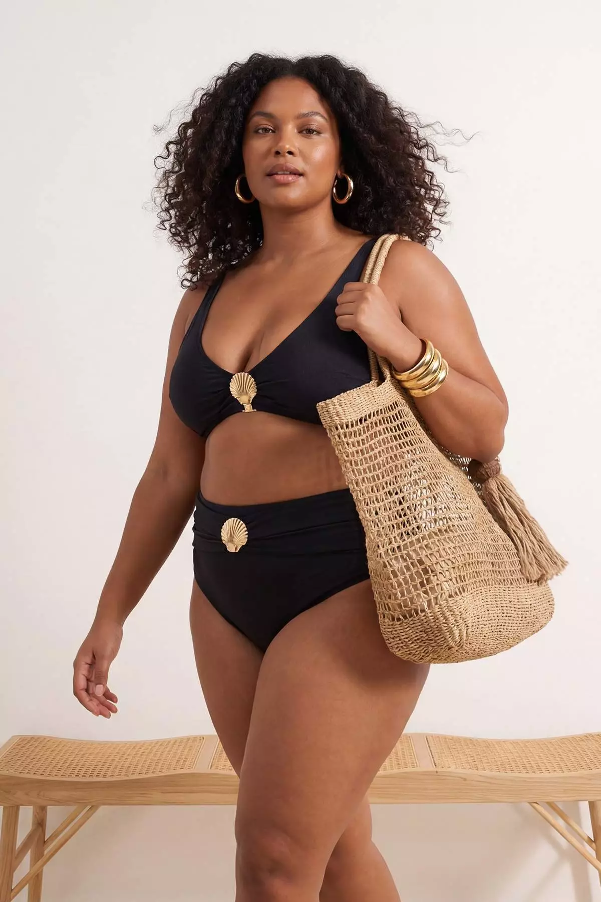 Black Sea Shell Accessory Plus Size Bikini Bottom Tbbss26Cr00005