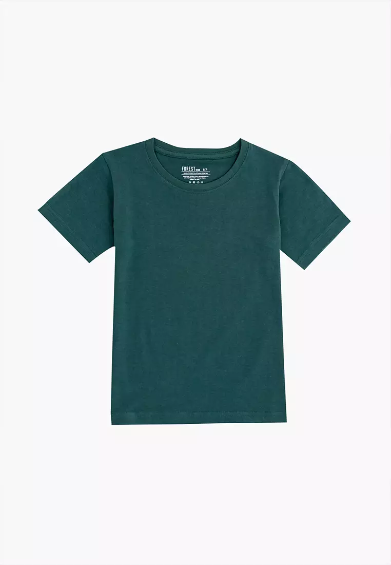 Forest Kids Unisex 100% Cotton Short Sleeve Plain Tee Boy Girl T Shirt Kids - FK2052 - 40DkGreen