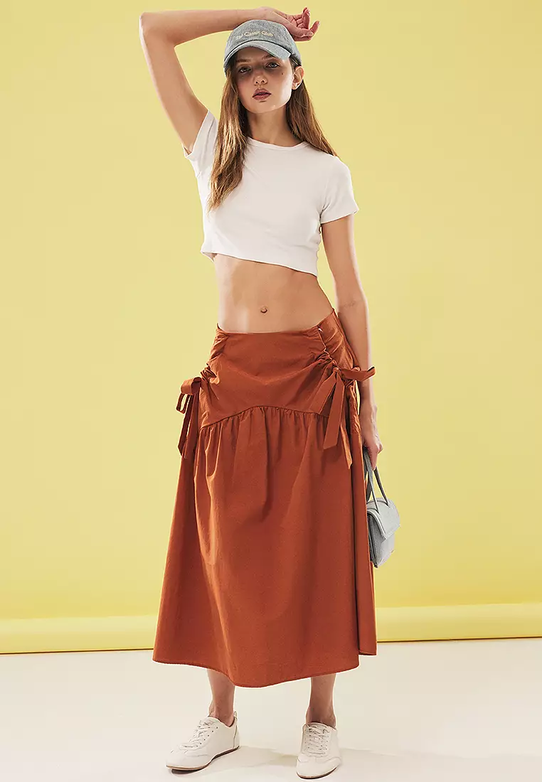 Loose Fit Midi Length Skirt