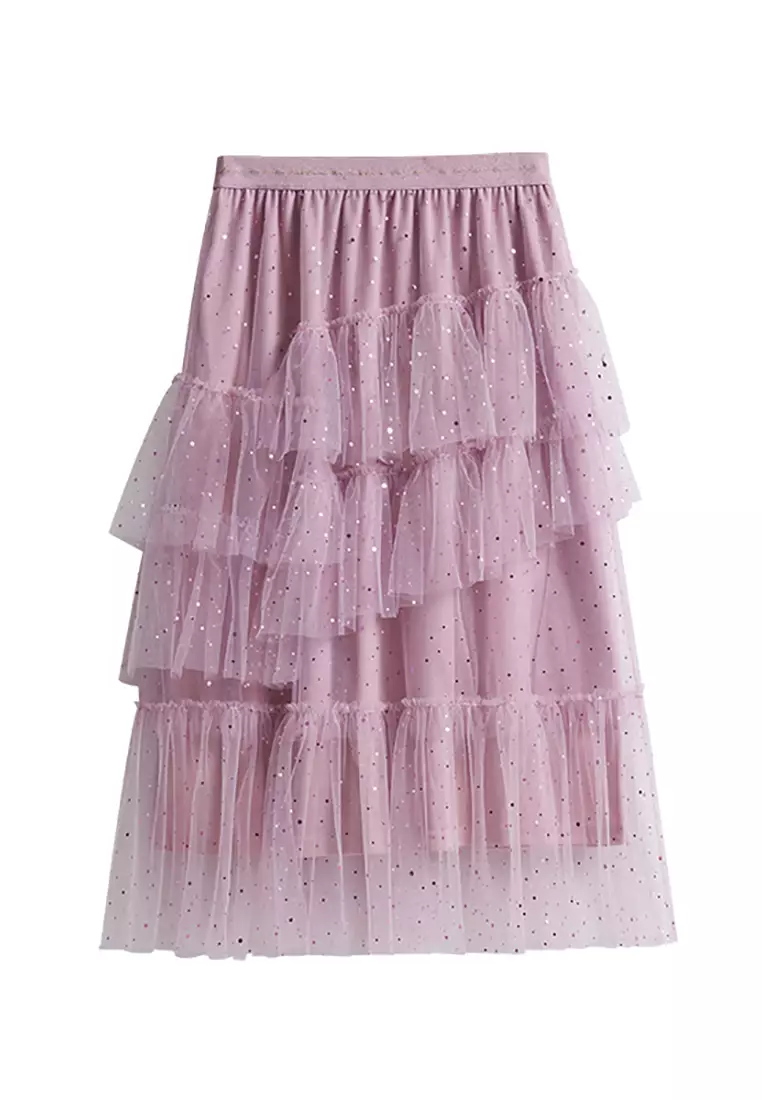 Ruffled Tutu Dress with Glitters Design