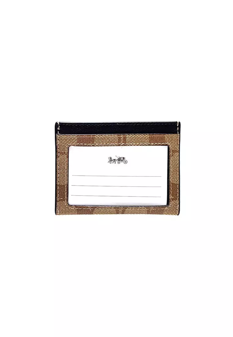 Slim Card Case In Signature Canvas Tan F58110