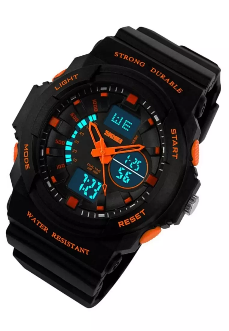 Jam Tangan Sporty Analog Digital Pria Waterproof Strap Tali Material Silicone QC43 ORIGINAL