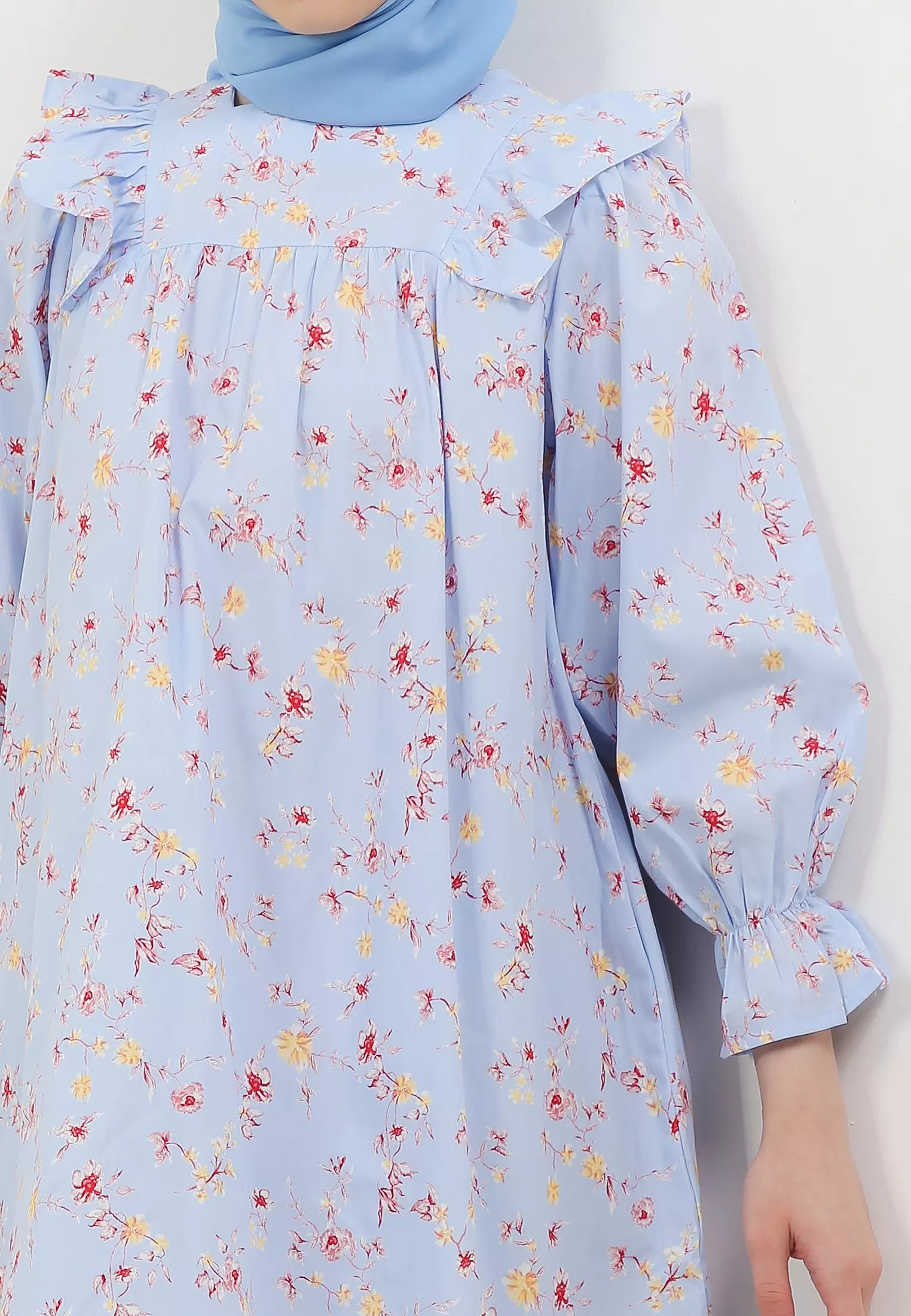 MFMW Kiyana Tunik Biru Motif Bunga