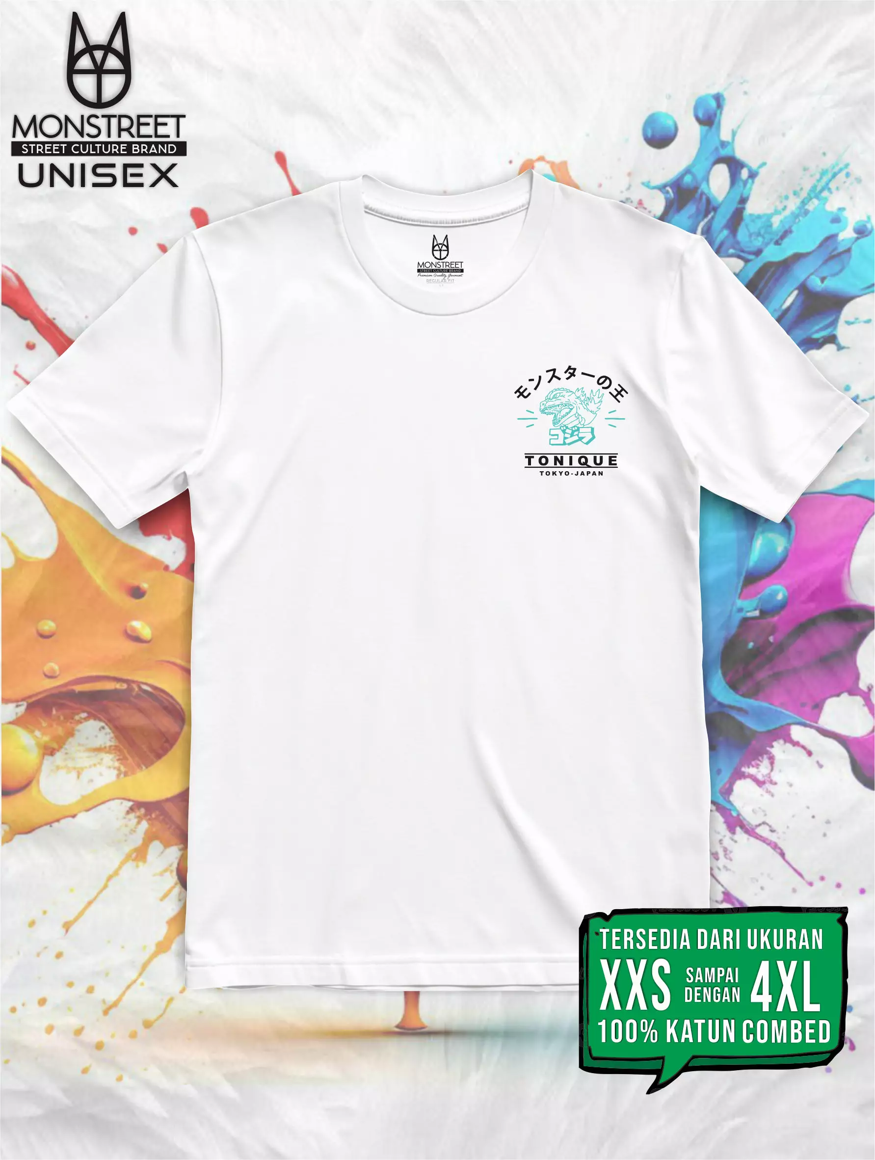 Monstreet Kaos Katun Combed 24S Grafis Reguler Fit Putih Tshirt UTR92 Cotton Combed 24S Graphic Tshirt Regular Fit White Tshirt