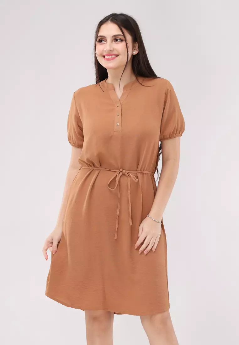 Buy Crissa Wrinkled Linen Woven Short Sleeves Dress 2026 Online | ZALORA  Philippines