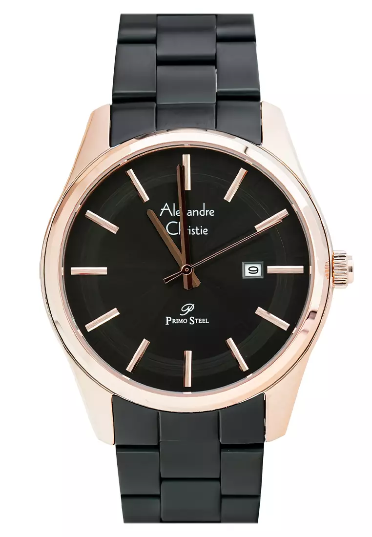 Alexandre Christie - Jam Tangan Pria - Rosegold Black - Stainless Steel - 1027 MDBBRBA