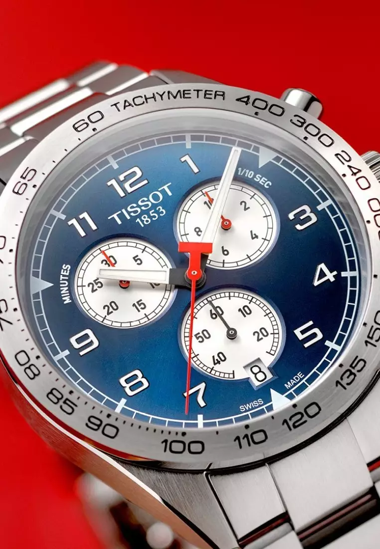 Tissot PRS 516 45mm Chronograph Blue Dial Stainless Steel Band Quartz Watch T1316171104200