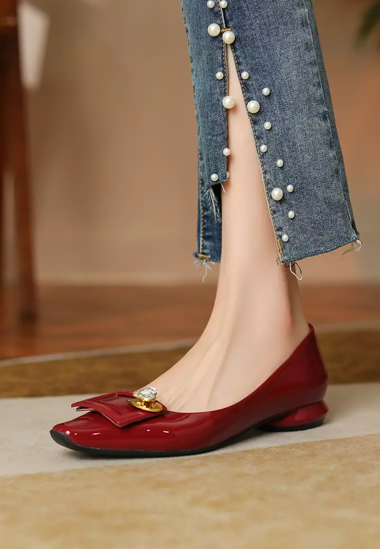 Square Rhinestone Flat Shoes XJ7318-20