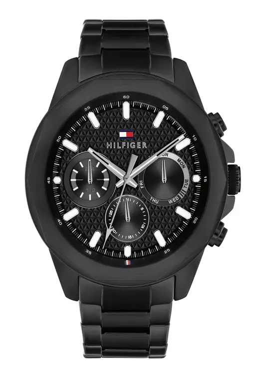Men's Black Stainless Steel Bracelet Quartz Multifunction Watch - TH1710653	