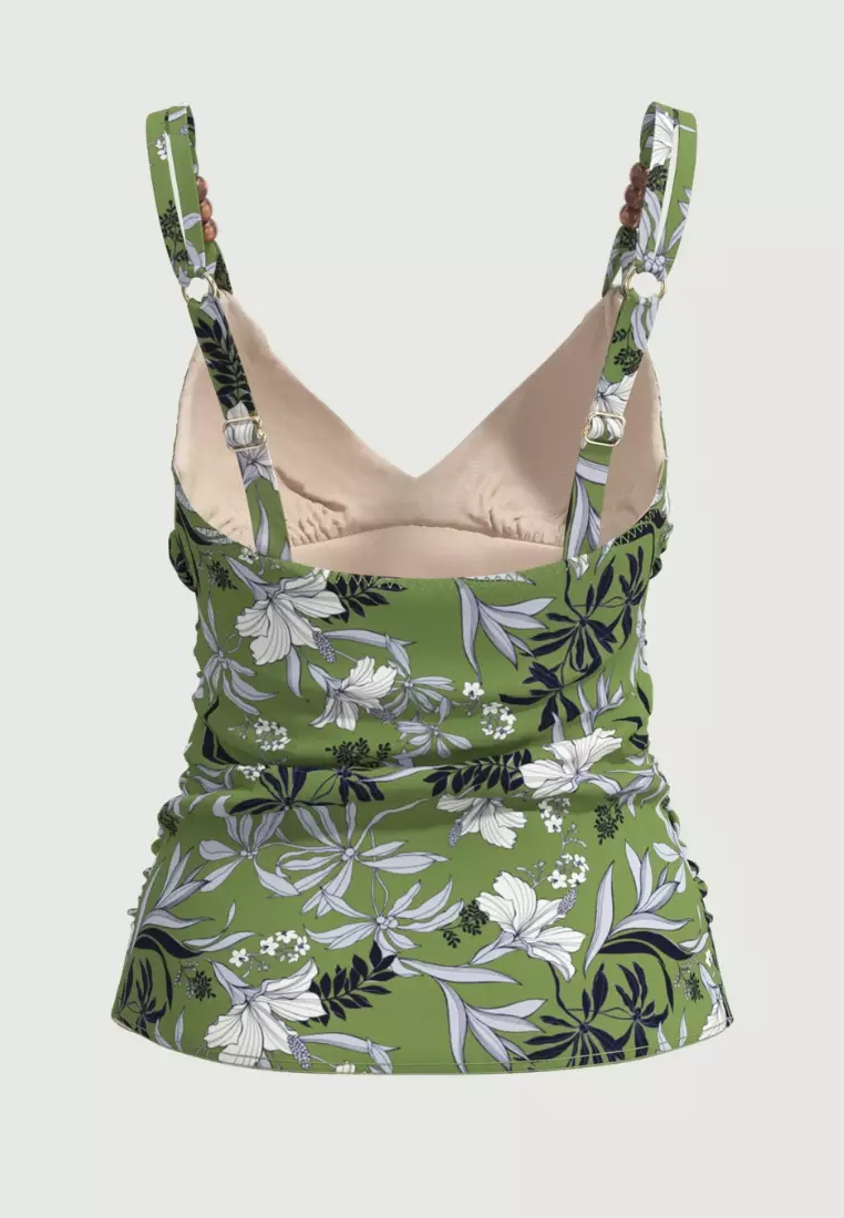 Wild Hibiscus Sea Green Plus Cup Tankini