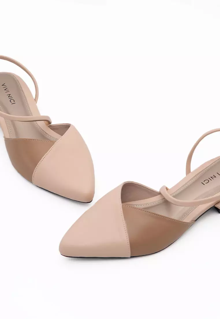 VIVI NICI - Auristela Sepatu Sandal Mules Hak 2 Cm Ivory/Biscuit