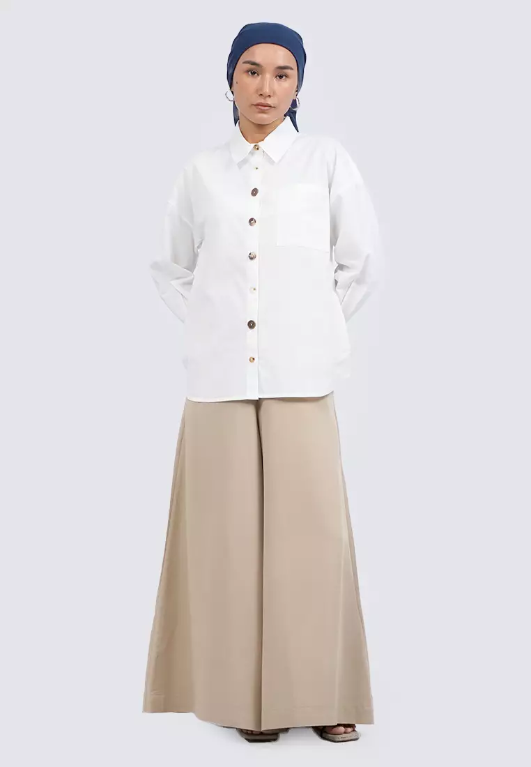 Oversized Long Sleeve Blouse OFF WHITE