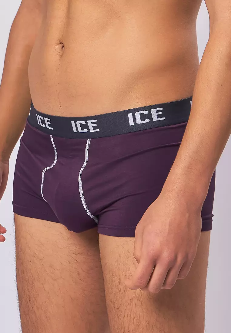  Ice Men Boxer Briefs With Pouch Contrast Stitch Nolan01 - Plum (Single Pack)