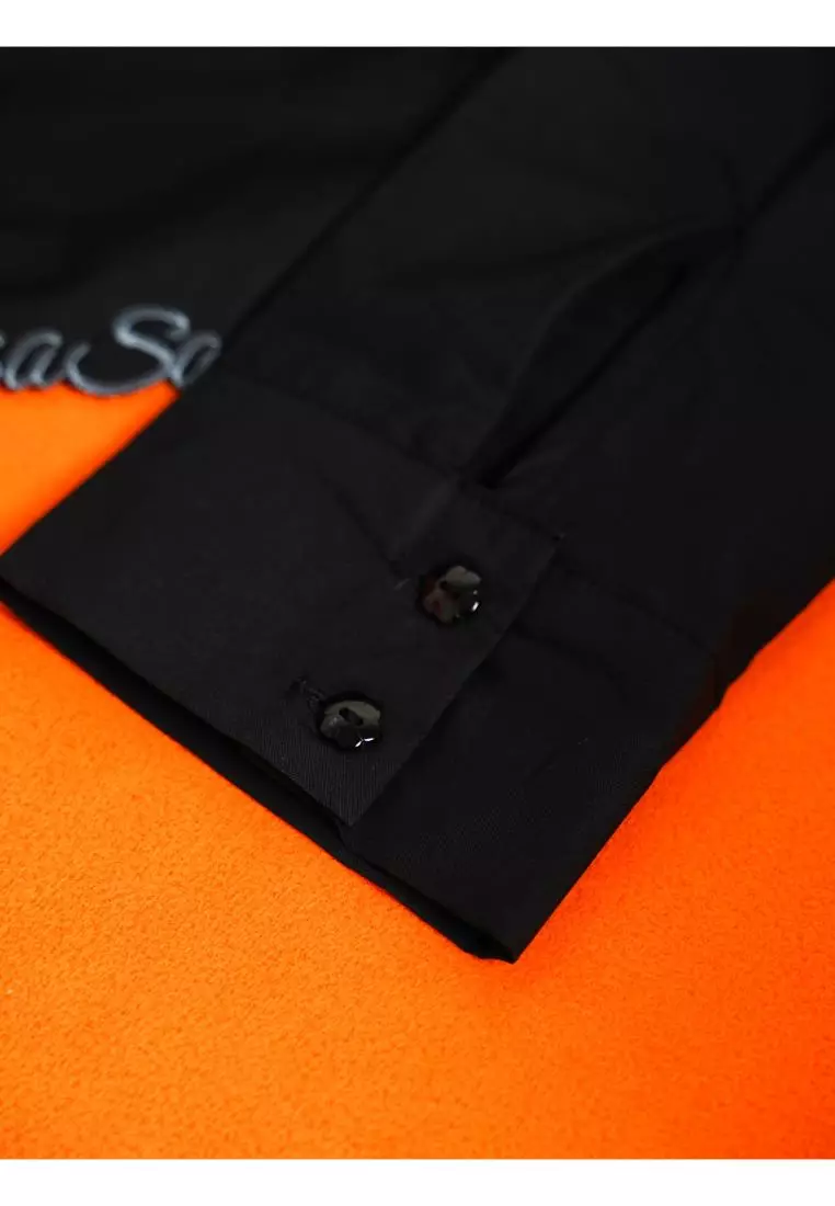 I Feel Love Collar Shirt Top In Black