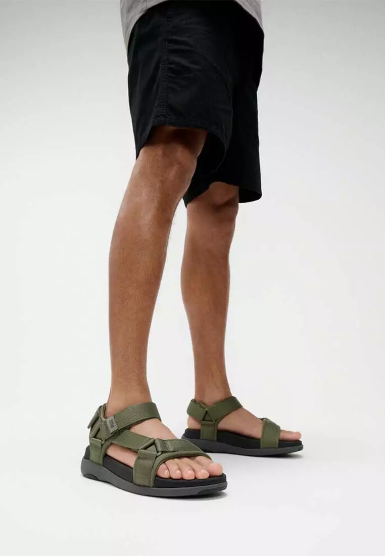 FitFlop F-MODE Go Mens Adjustable Webbing Back-Strap Sandals - Safari Green (IW6-C80)