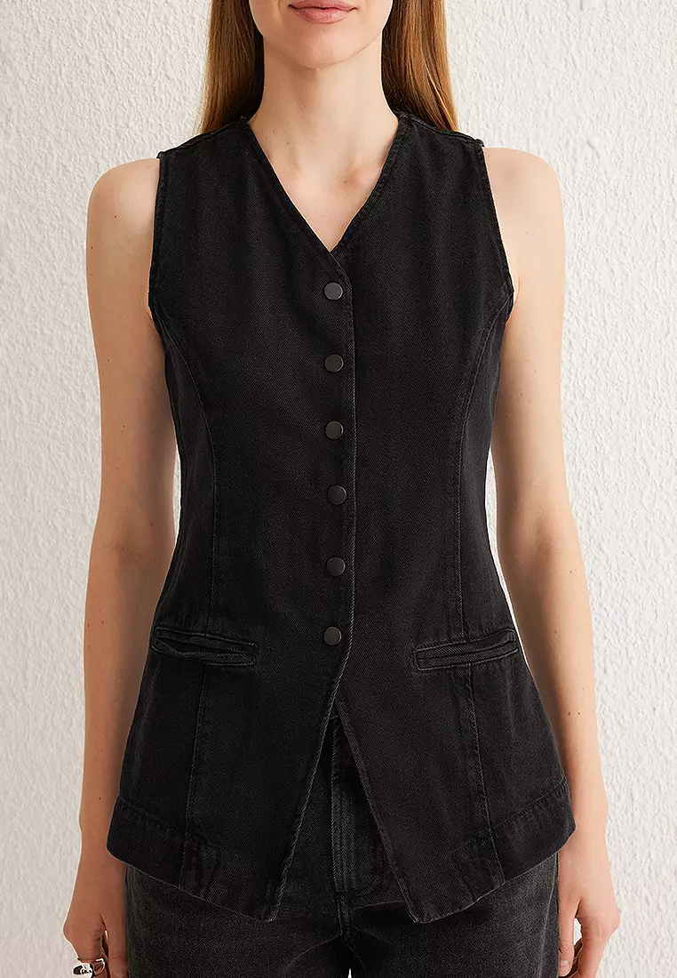 Stitch Detail Denim Vest