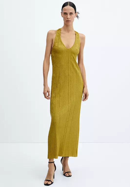 Open-Back Pleated Dress