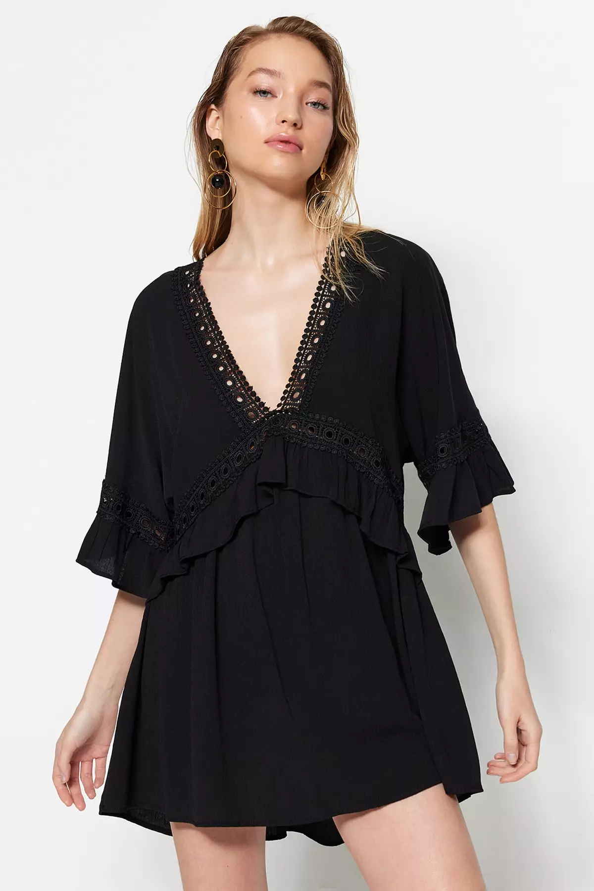 Lace Stripe Detailed Beach Dress