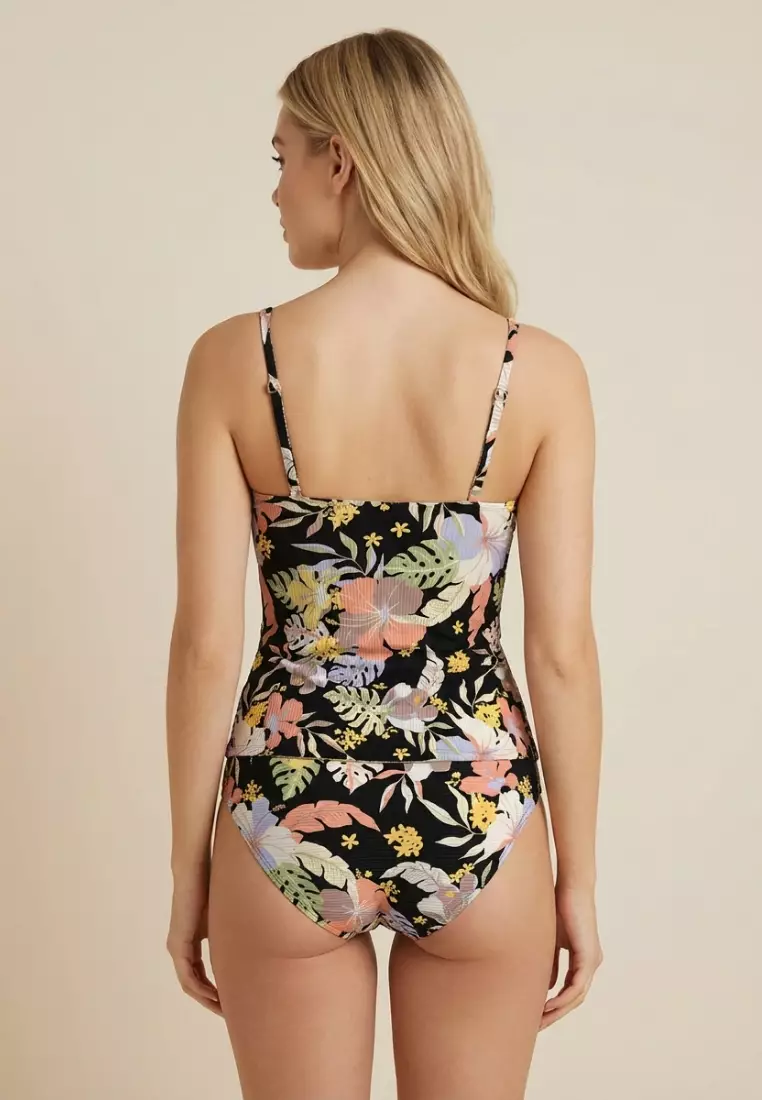 Daydream Black Plus Cup Cross Front Tankini