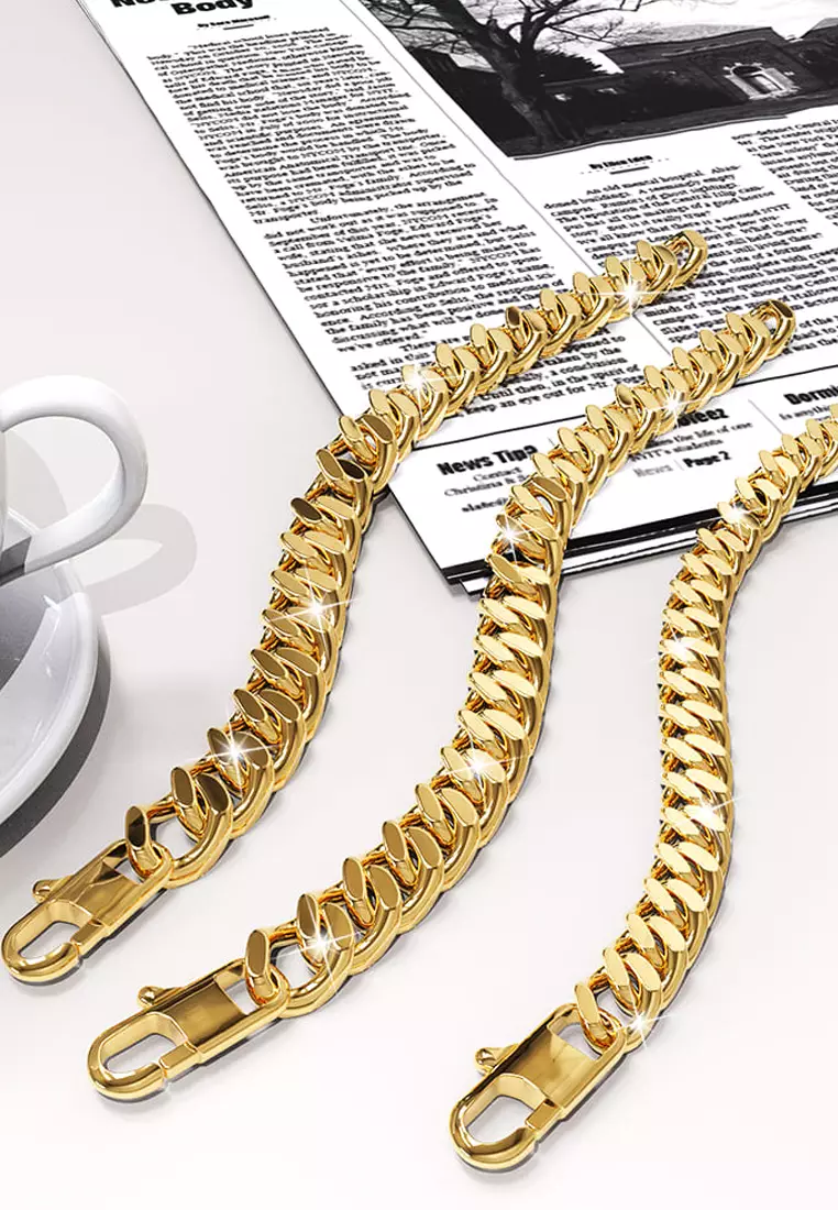 Muse Cuban Gold Layered Stainless Steel Chain Bracelet 22.5cm