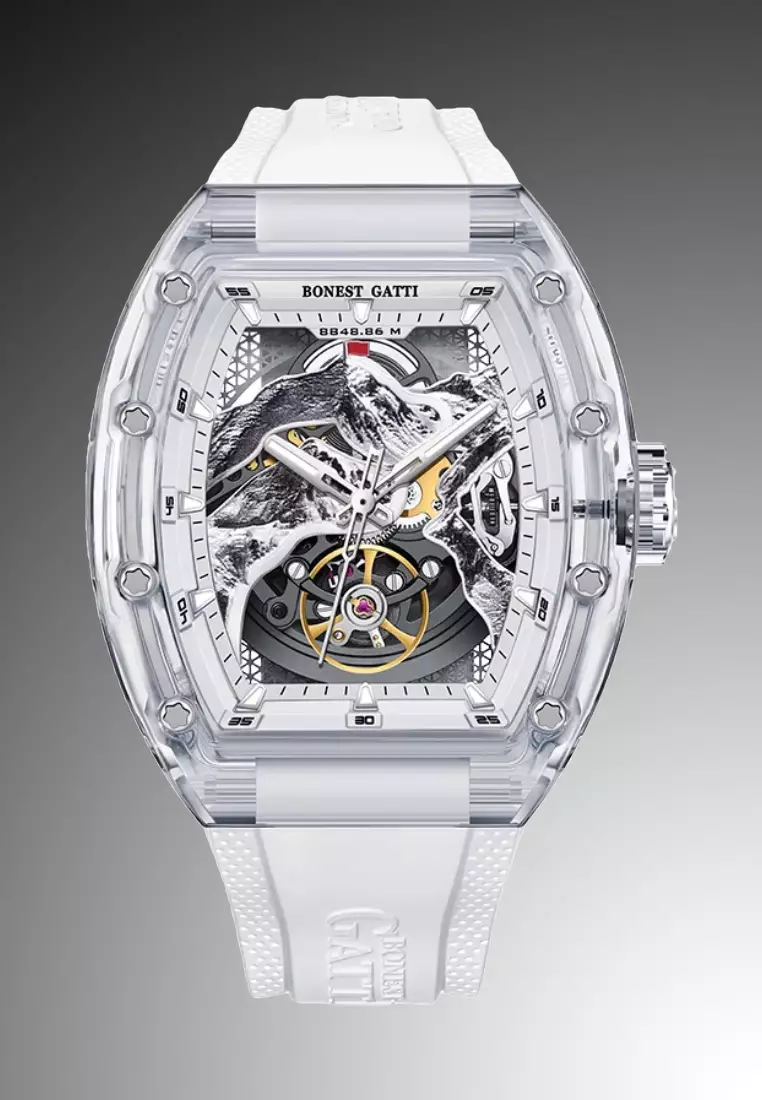 自動中性 K9 水晶手錶，橡膠錶帶